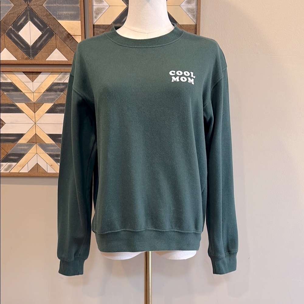 Sub Urban Riot Cool Mom Crew Pullover Sweatshirt Green XS
